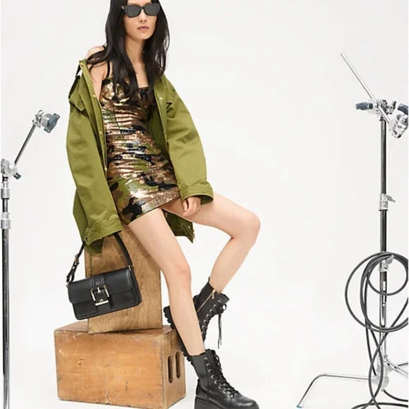 New MICHAEL KORS SMOKY OLIVE COTTON JACKET Size:M - Picture 4 of 10